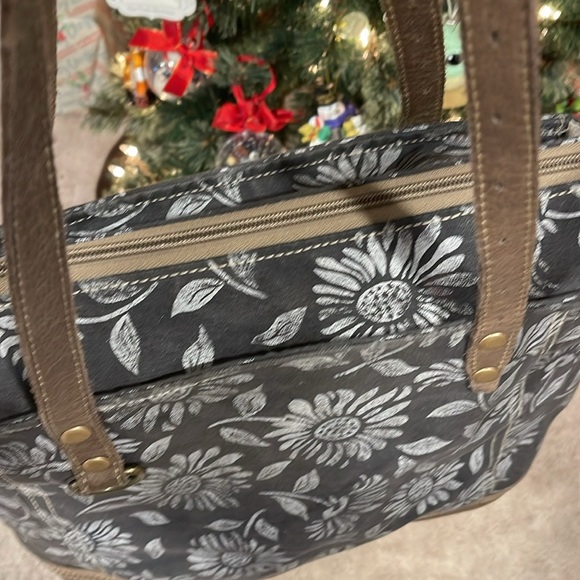 Floral Patterned Black and Brown Myra  Bag - Picture 5 of 10